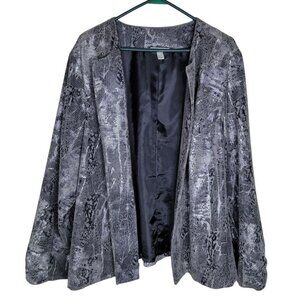 Dressbarn Silver Metallic Open Jacket Coat‎ Long Sleeve Womens Plus 22 24